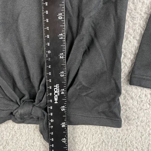 Simply Threads Girls 6 Black Simply The Softest Long Sleeve V-Neck Tie Front Tee - Picture 7 of 9